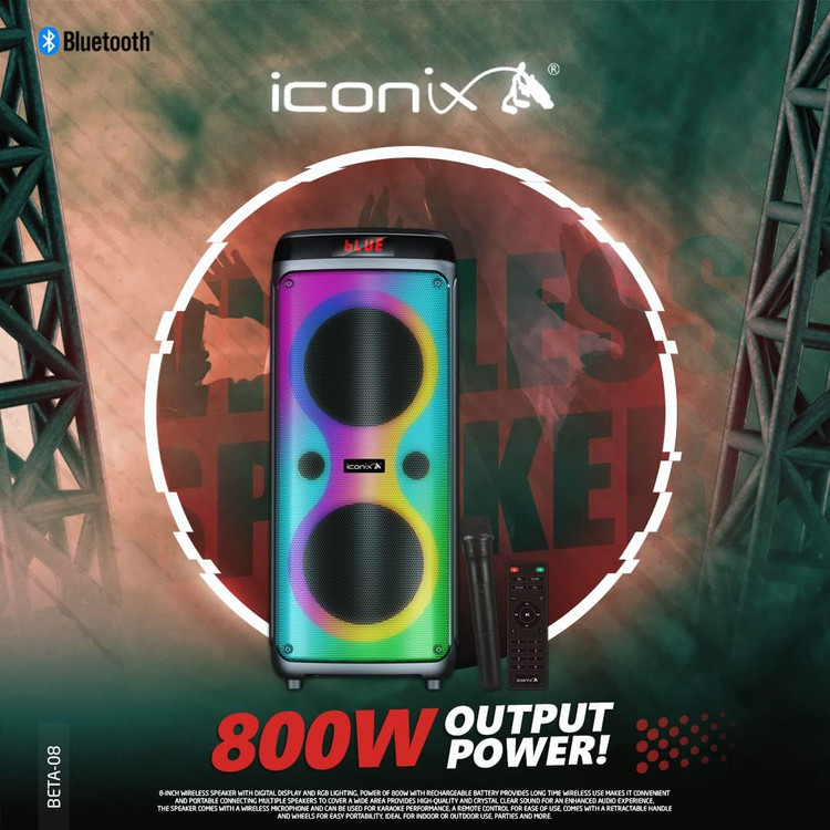 اسپیکر بلوتوثی قابلحمل ۸۰۰ وات ICONIX مدل BETA 08 همراه با میکروفون