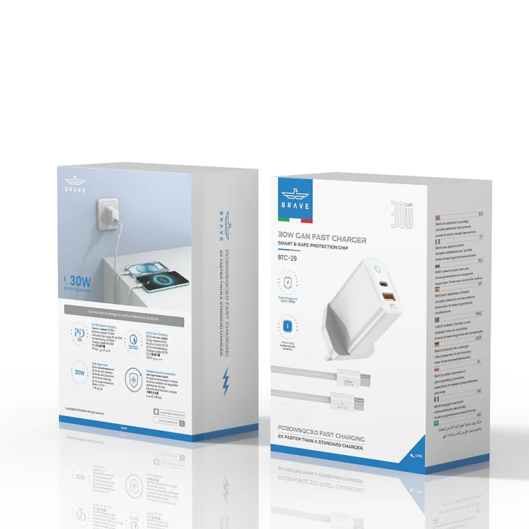آداپتورفست شارژBRAVE/30w gan fast charger BTC_29