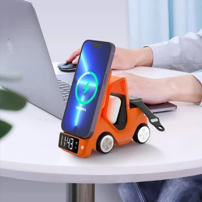 شارژر وایرلس پنج در یک رو میزی مدل ماشین T20