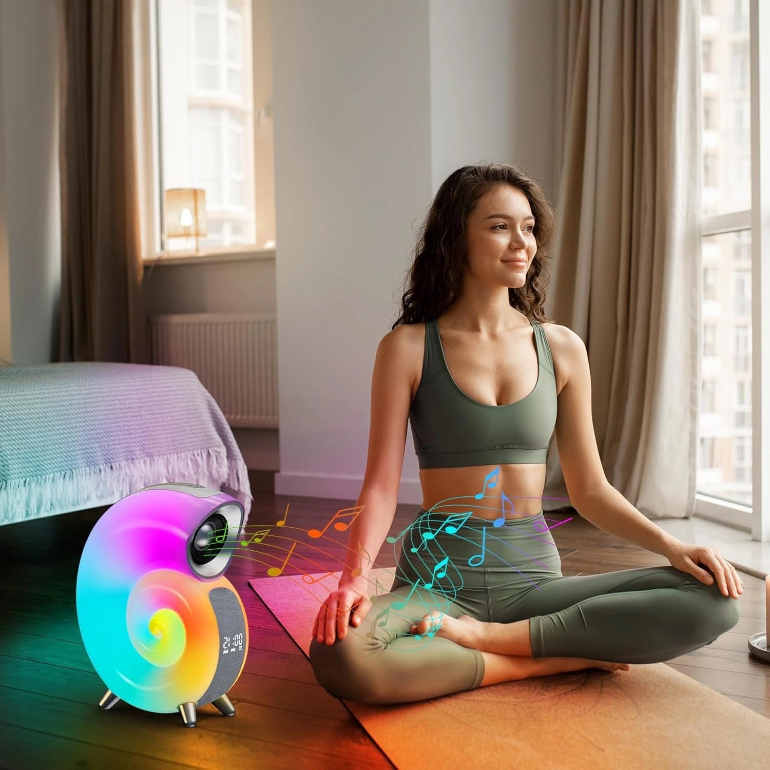 چراغ خواب و اسپیکر بلوتوثی حلزونی هوشمند Blulory Conch Music Light N70