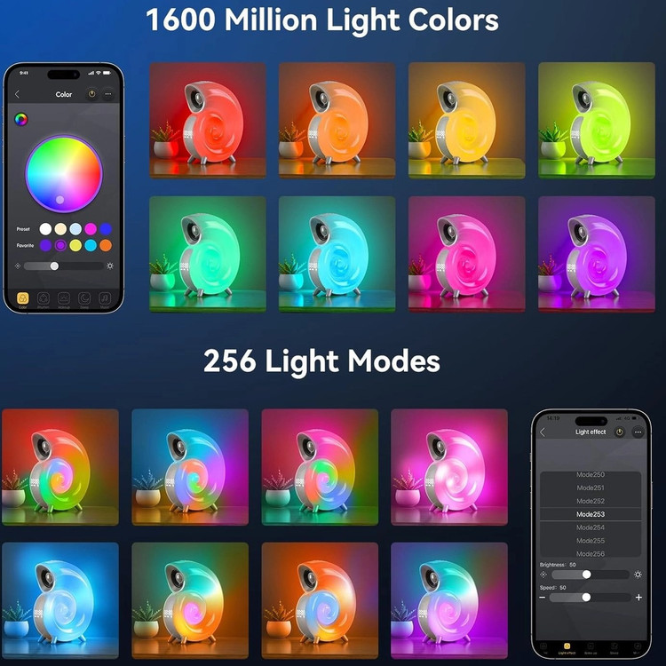 چراغ خواب و اسپیکر بلوتوثی حلزونی هوشمند Blulory Conch Music Light N70